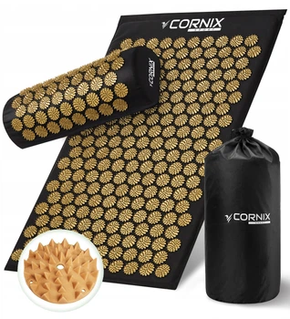 Акупунктурный коврик с валиком Cornix Classic Mat Аппликатор Кузнецова XR-0494 Black/Gold