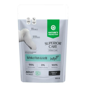 Вологий беззерновий корм для собак Nature's Protection Superior Care White Dogs з білою рибою та крилем у соусі, 85 г