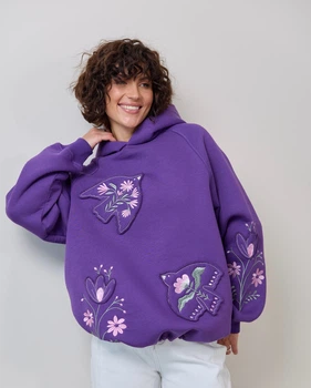 Жіноче худі з вишивкою V&V Пташка L/XL Фіолетовий (SDHUPTASHFIO)