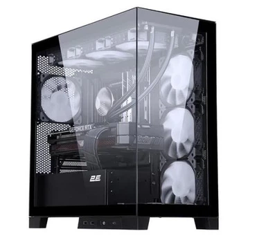 Корпус 2E Gaming FANTOM (GK701B), Black, без БП, Mini Tower, для Micro ATX / mini-ITX, 4x120 мм ARGB, бічна та передня панель із загартованого скла (2E-GK701B)