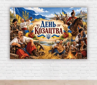 Паперовий плакат. З Днем українського козацтва "Козаки", розмір 100х150 см