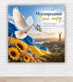 Бумажный плакат "Международный день мира. Голубь мира", размер 100х100 см