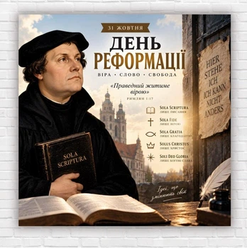 Паперовий плакат. «День Реформації» — Мартін Лютер, розмір 100х100 см