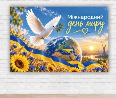 Паперовий плакат "Міжнародний день миру. Голуб миру", розмір 100х150 см