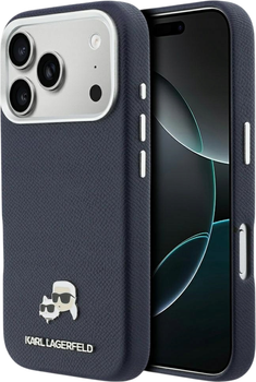 Чохол Karl Lagerfeld Karl & Choupette Head Pins Saffiano MagSafe для Apple iPhone 17 Pro Blue (3666339600297)