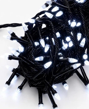 Гирлянда КОНУС, 100 LED, 6 м, 8 режимов, черный провод, белый, 1210-03