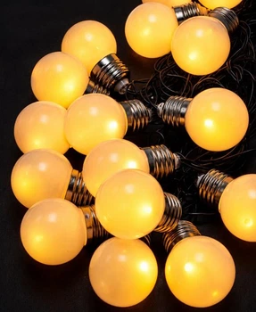 Гирлянда Лампочки матові 50 мм, 20 LED, 7 м, теплий білий, чорний провід, 1365-07