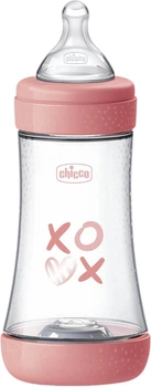 Пляшка для годування Chicco Perfect 5 із силіконовою соскою 2м+. 240 мл Рожева (8058664153916)