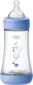 Пляшка для годування Chicco Perfect 5 із силіконовою соскою 2м+ 240 мл Синя (8058664153923)