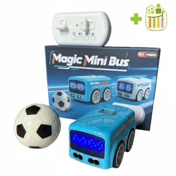 Інтерактивний автобус Magic Mini Bus 5в1 на радіокеруванні та сенсорному управлінні, з режимом наслідування, втечі, з м'ячиком, Блакитний+подарунок, 6+