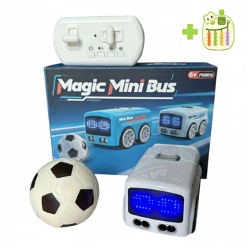 Интерактивный автобус Magic Mini Bus 5в1 на радиоуправлении и сенсорном управлении, с режимом подражания, побега, с мячиком Белый+подарок, 6+