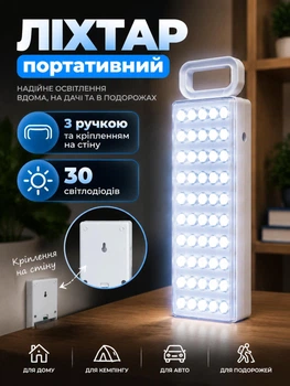 LED фонарь переносной с ручкой и креплением на стену аварийная лампа фонарь светильник для отключения света на батарейках
