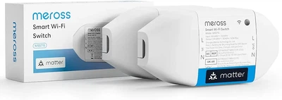 Розумний WiFi вимикач Meross Matter 16A з лічильником енергії, Alexa, Apple Home, Google Home, Home Assistant, 2 шт.