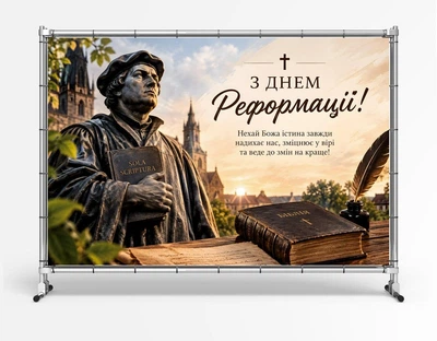 Баннер «День Реформации» – Мартин Лютер, размер 2х3м. С люверсами.