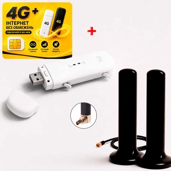 Мобільний 4G USB Wi-Fi модем/роутер ZTE MF79U + 2 автомобільні магнітні плоскі антени по 16 dB + Подарунок — безлімітна SIM-картка Lifecell