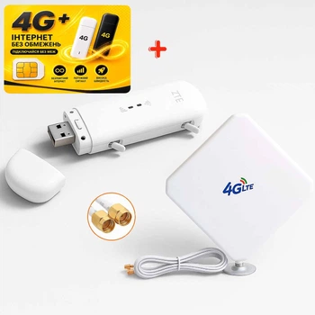 Мобильный 4G USB Wi-Fi модем/роутер ZTE MF79U + внешняя MiMo 4G (LTE) антенна 9 dB на подставке + Подарок — безлимитная SIM-карта Lifecell