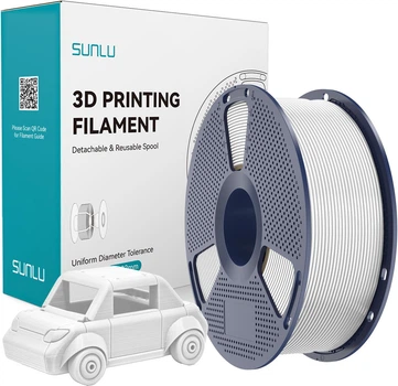 SUNLU PETG Filament White 1 кг 1.75 мм – Пластик (філамент) для 3D-принтера, Білий , на котушці