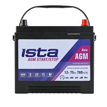 Автомобильный аккумулятор ISTA AGM Asia 75Ah 760A R+ (QTF24FAGM12V75)
