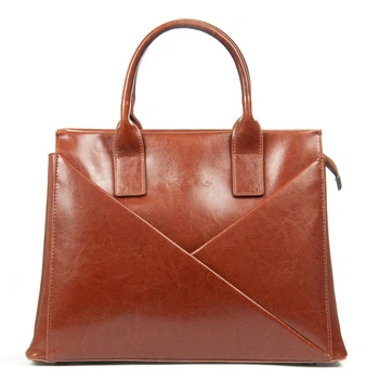 Сумка кожаная женская из натуральной кожи коричневая 34x25x14 см PD-W-400935