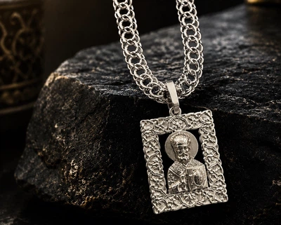 Серебряная ладанка мужская Святой Николай