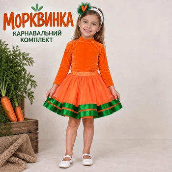 Карнавальний костюм «Морквина» для дівчинки на Свято осені, 110-116 см
