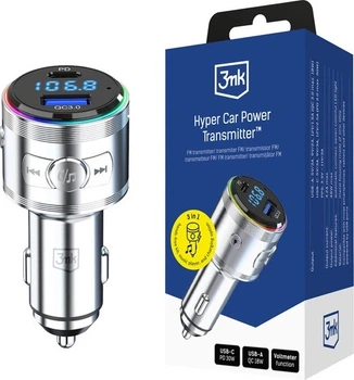 Ładowarka samochodowa 3mk Hyper Car Power Transmitter USB-C + USB-A 48W Srebrny (5903108636247)
