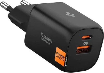 Зарядний пристрій Spigen Essential EE352EU USB-C + USB-A 35W GaN Pro PPS Чорний (8800283302974)