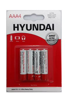Батарейка мініпальчик AAA HYUNDAI R03 1.5V Shrink Heavy Duty 4 шт