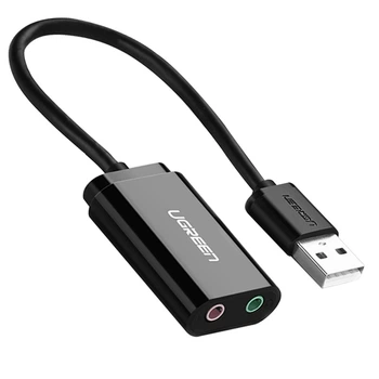 Звукова карта USB AUX jack, 2*TRS (Mic + Ear) ALC4042 Ugreen Чорна US205 (30724)