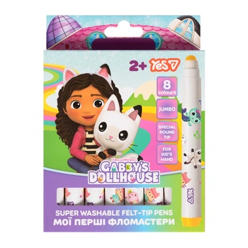 Фломастери Yes Gabby Dollhouse SUPER JUMBO super washable 8 кольорів (650616)