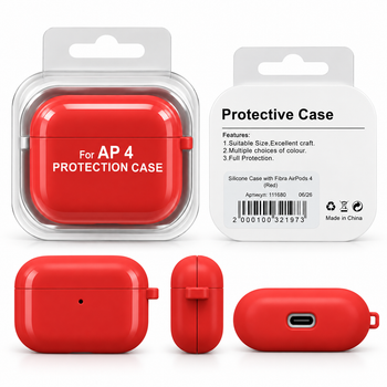 Силіконовий чохол для AirPods 4 з мікрофіброю та карабіном