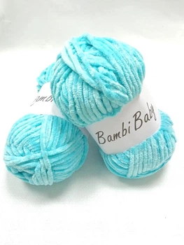 Плюшева пряжа Bambi Babi 017 Бірюзовий велюр 100 г/110 м