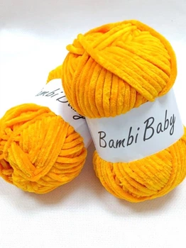 Плюшева пряжа Bambi Babi 031 Помаранчевий велюр 100 г/110 м