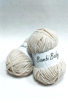 Плюшева пряжа Bambi Babi Велюр колір 04 слонова кость 100 г/110 м