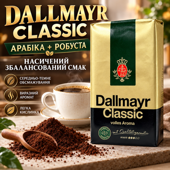 Кофе молотый 515 г арабика робуста средне-темной обжарки Dallmayr Classic натуральный купаж вакуумная упаковка для чашки френч-пресса капельной кофеварки