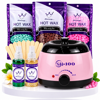Стартовий набір для депіляції воском 7в1 з воскоплавом Pro-Wax 100Вт, 400мл, плівковий віск 300г, шпателі, засоби konsung