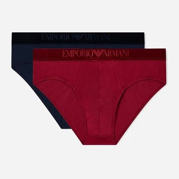 Набор трусов брифов мужских хлопковых Emporio Armani 112328545 XL 2 шт Темный синий/Бордовый (1161096171)