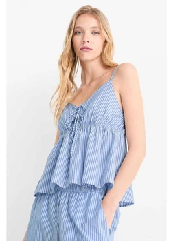 Топ жіночий C&A укорочений EUR 38 блакитний/білий А 34457