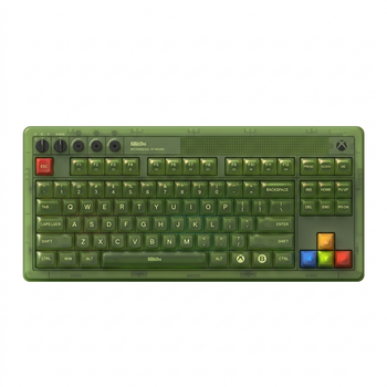Механическая клавиатура 8BitDo Retro 87X, трехрежимная, 87 клавиш, авторизована Microsoft, беспроводная, Bluetooth, RGB, для игр и работы, проводная, зеленая, прозрачная, ретро, полупрозрачная.