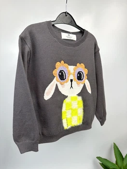 Джемпер трикотажний H&M, светр, кофта, світшот, 3-4 роки, 98-104 см, графітовий з паєтками