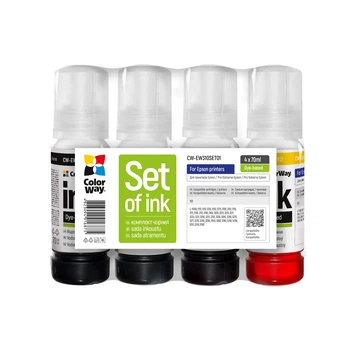 Комплект чернил ColorWay для Epson EW310 BK/C/M/Y Водорастворимые 4 x 70 ml (CW-EW310SET01)