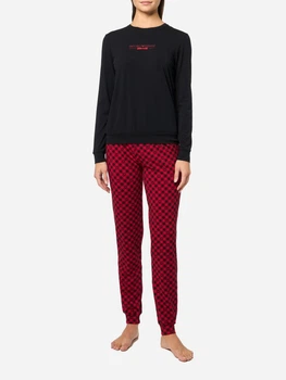Пижама (лонгслив + штаны) женская хлопковая Emporio Armani 340670960 M Черный/Красный (1159864985)