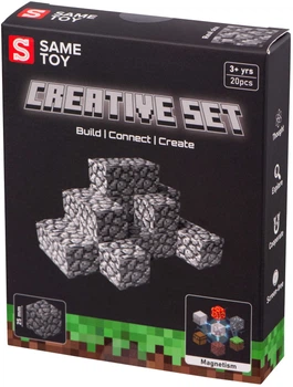 Магнитный конструктор Same Toy Creative Set Cobblestone 20 элементов пластик серый