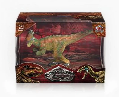 Фигурка динозавра оранжево-зеленого цвета, окно-коробка, Dino Toys 56207