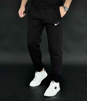 Чоловічі спортивні штани теплі на флісі 52 (XL) Черний