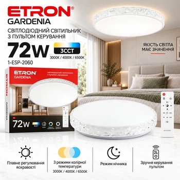 Світлодіодний світильник з пультом ETRON Smart GARDENIA 1-ESP-2060 72W crystal IP20