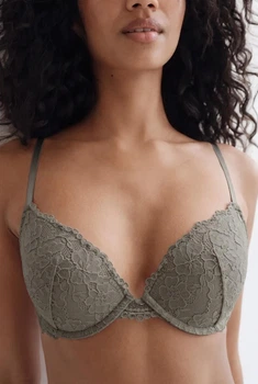 Бюстгальтер женский H&M Push-Up кружевной с косточками графитовый sweetheart neckline 80D (1232588)