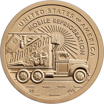 Монета 1 долар 2026 P Міннесота. Пересувні рефрижератори. Minnesota. Mobile Refrigeration. UNC