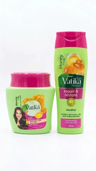 Набор для интенсивного восстановления волос Dabur Vatika Naturals «Мед и Яйцо»: Шампунь (180 мл) + Маска-крем (450 мл) Египет