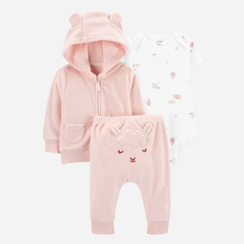 Детский теплый комплект (кофта + боди + штанишки) Carter's 373564685 62-68 см Розовый (1159860815)